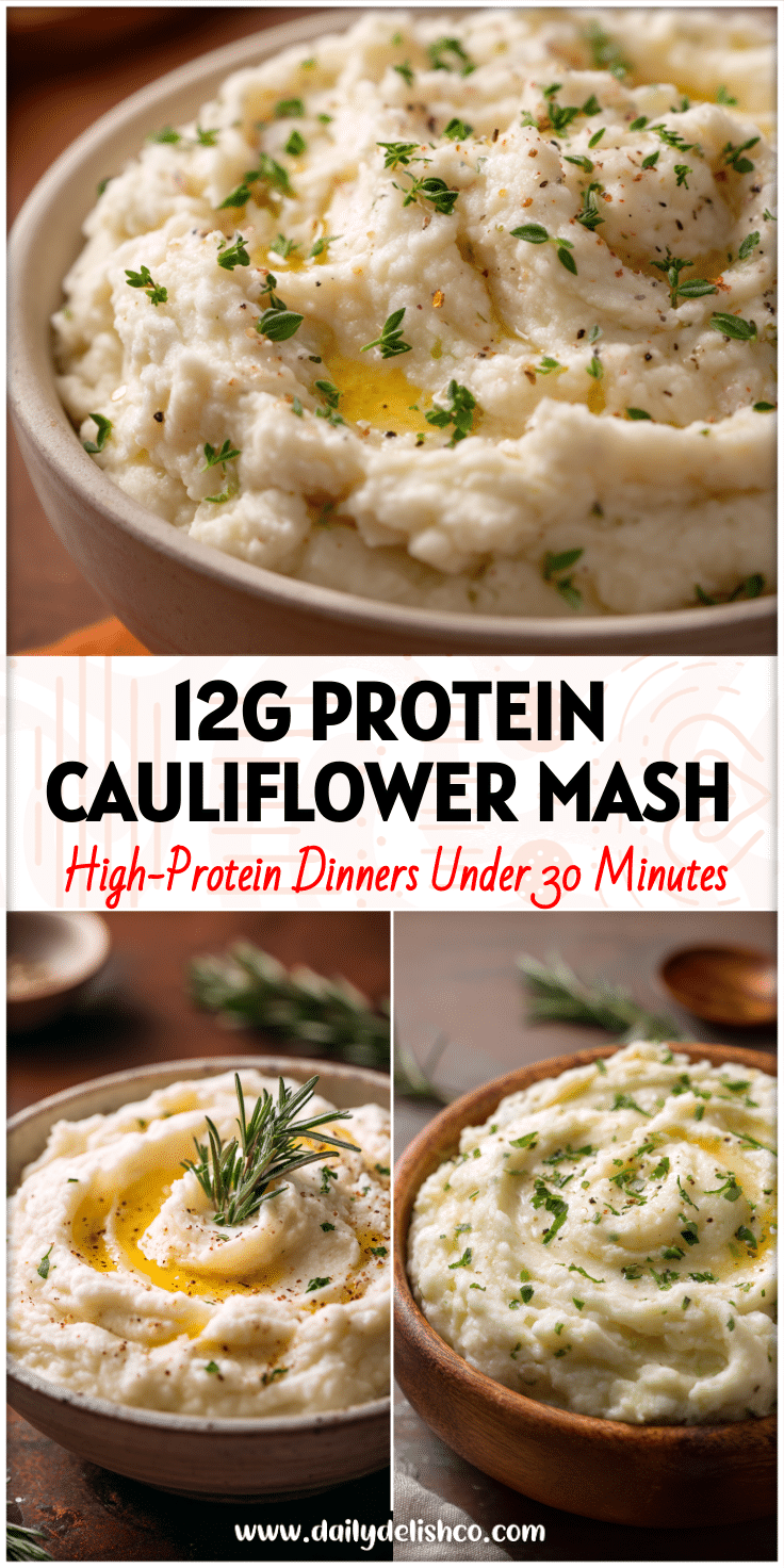 Creamy Garlic Parmesan Cauliflower Mashed Potatoes served in a bowl as a delicious Low Carb Keto Side Dish.